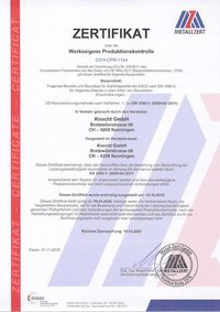 knecht Zertifikat Werkseigene Produktionskontrolle